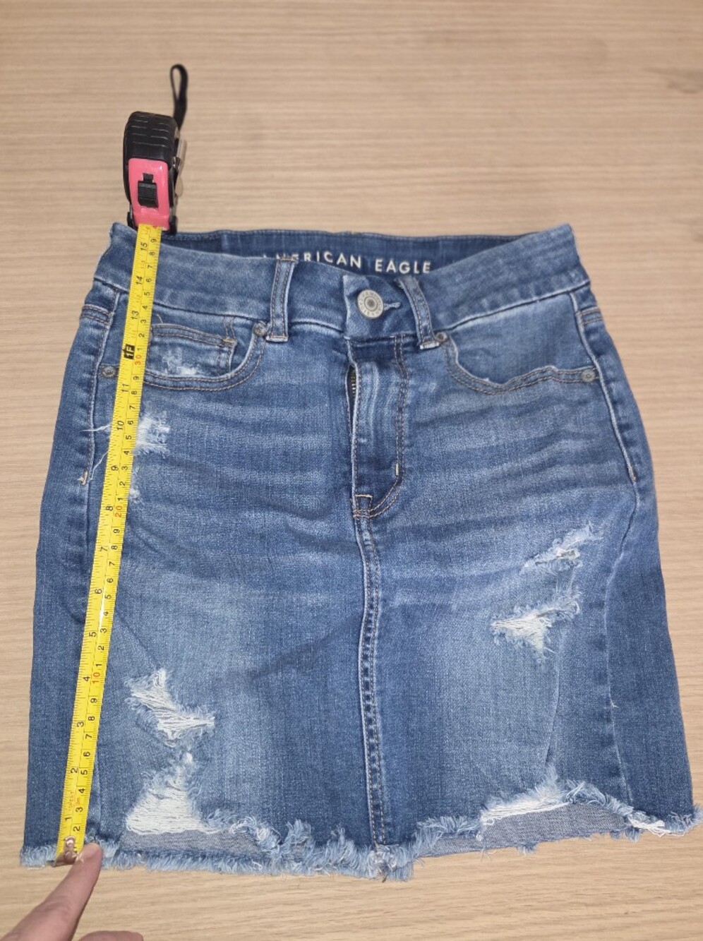 American Eagle Outfitters Blue Distressed Denim Mini Skirt